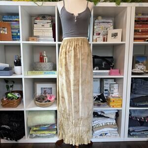 Vintage 90s Gauzey Boho Hippie Tie Dye High Rise Maxi Bubble Skirt Brown Wms 2